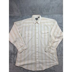 Roper Mens XL Western Pearl Snap Shirt Gold Metallic Striped Long Sleeve 101-044